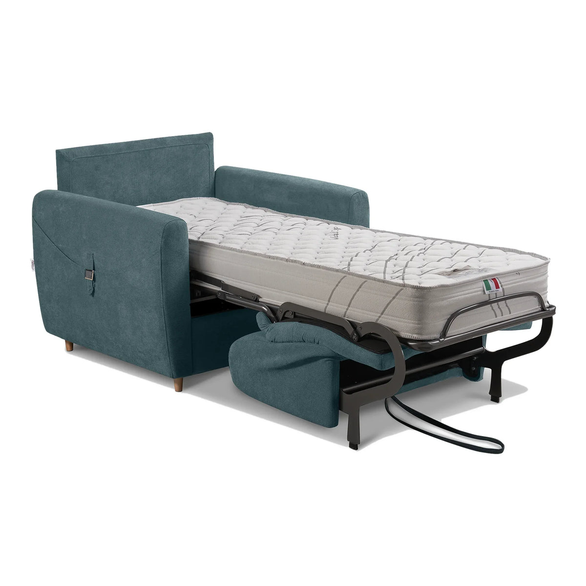 Poltrona letto Dioniso aperta con il materasso